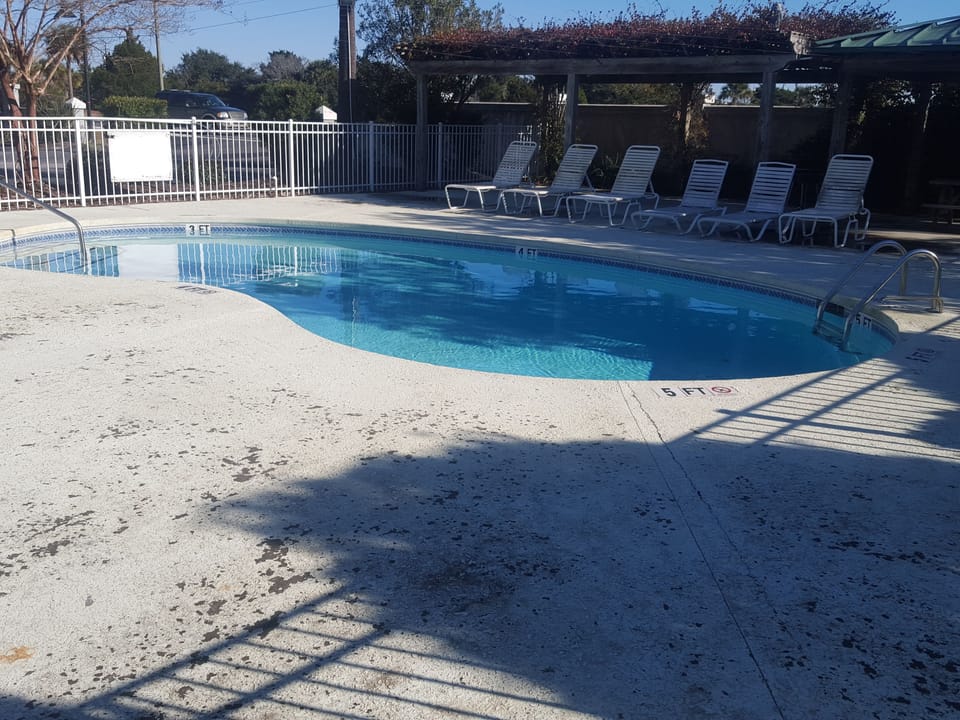 Pool.  The pool is small and only 5 feet deep but its a great place to cool off.