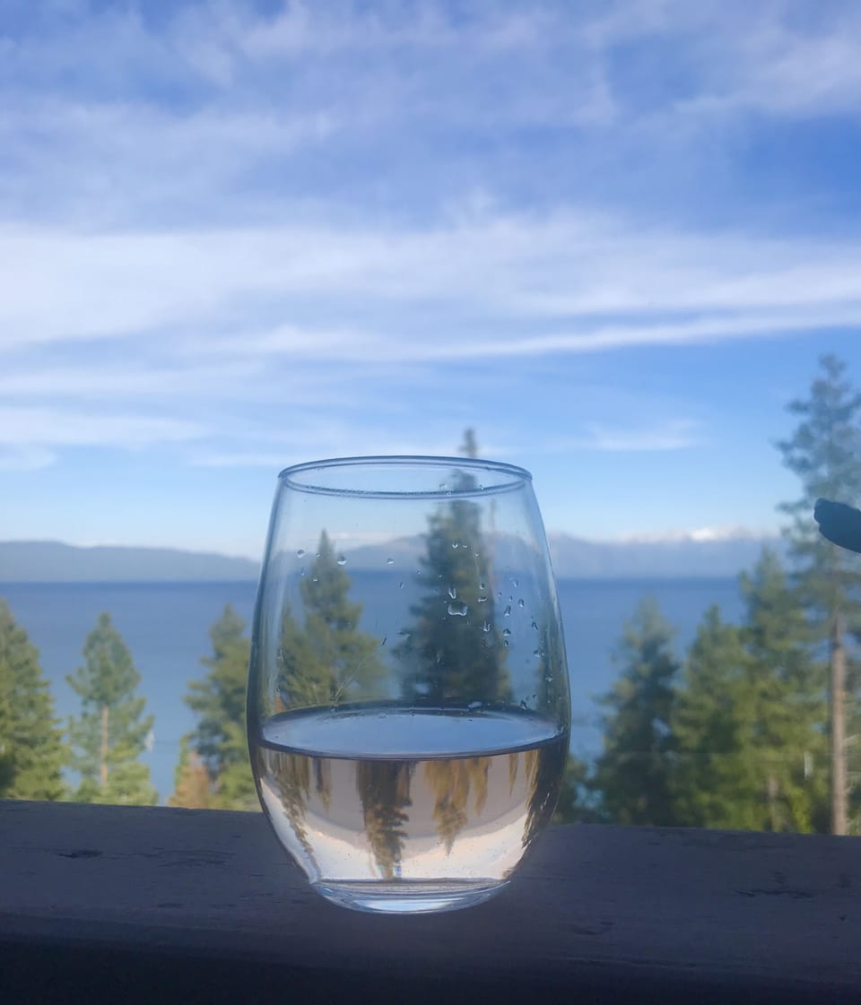 Happy hour on the deck overlooking the lake