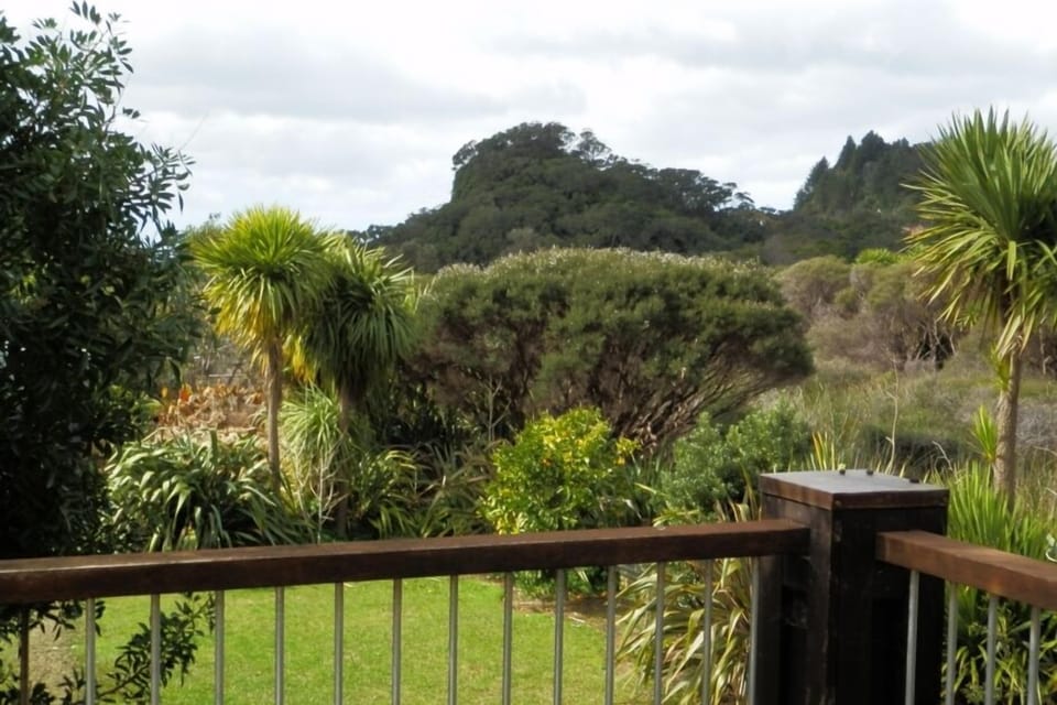 view from deck to beach