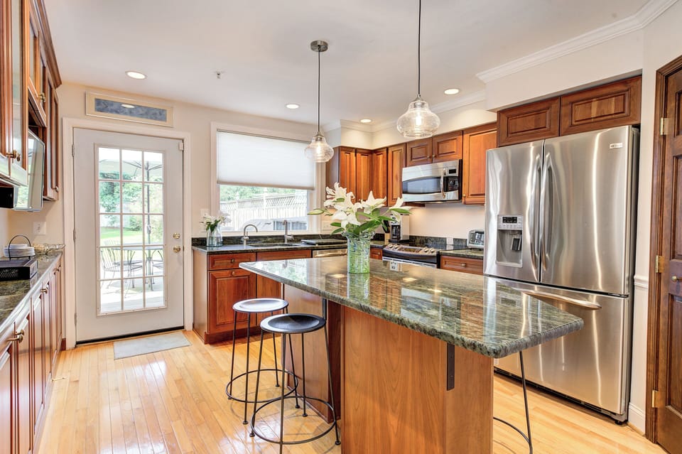 Kitchen with large island.