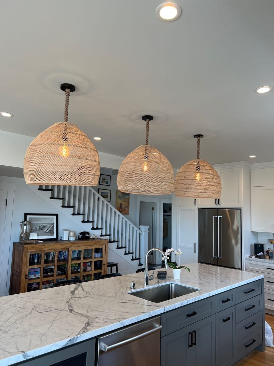 Gourmet kitchen with marble countertops 