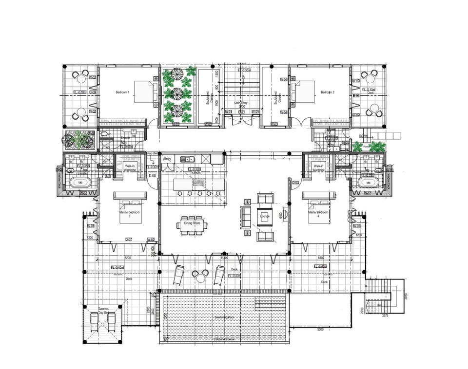 4 bedroom pool villa floor layout