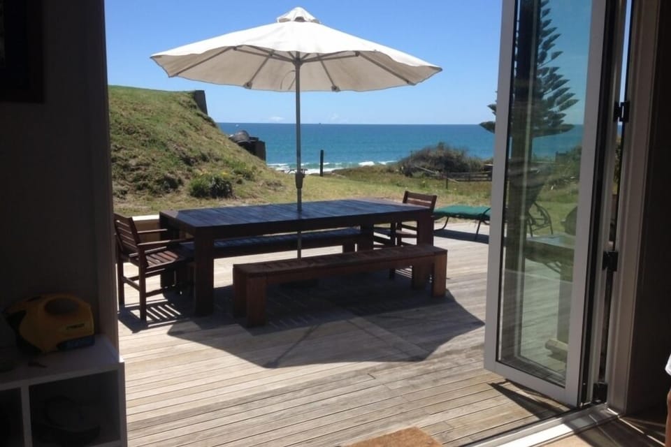 Looking out from living area.