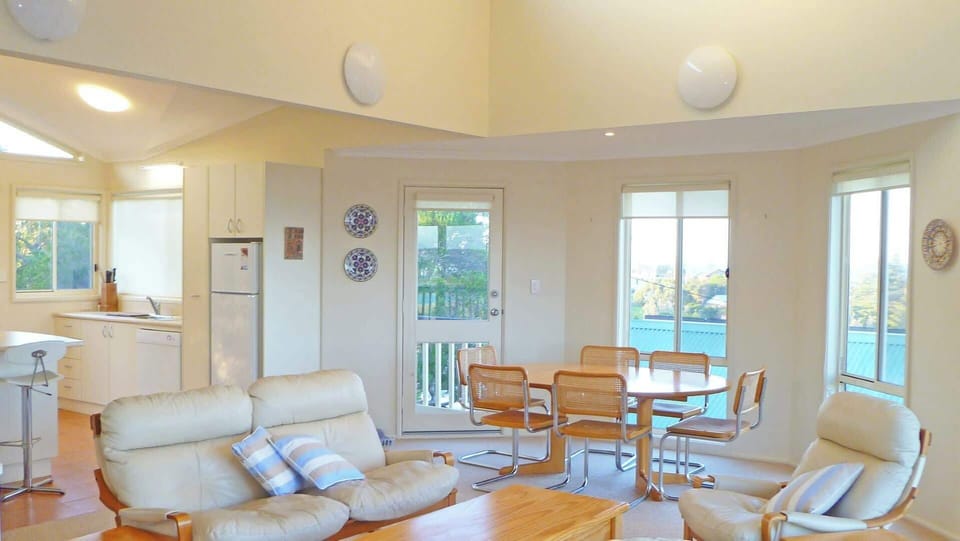 Open plan layout with adjoining front & rear decks