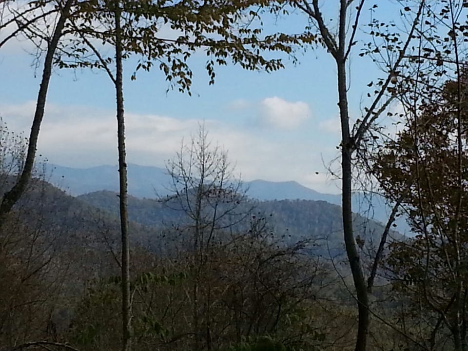 Winter view from the front porch. (Summer view is filtered through the trees).