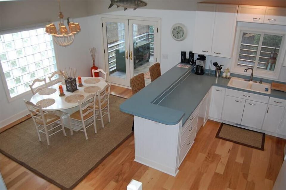 View of kitchen area from upstairs