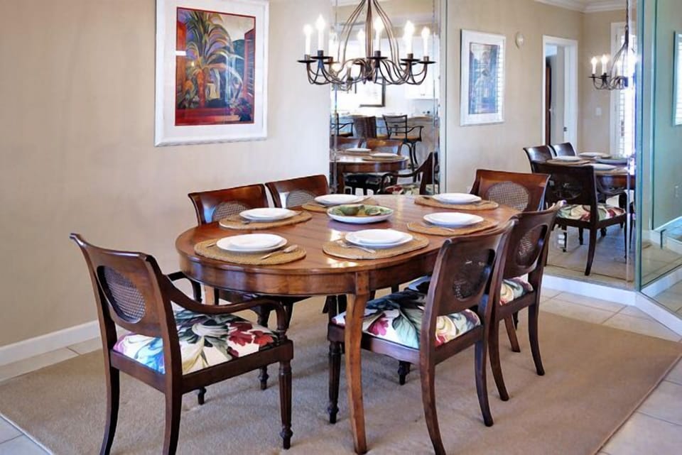 Beautiful dining area with seating for eight.