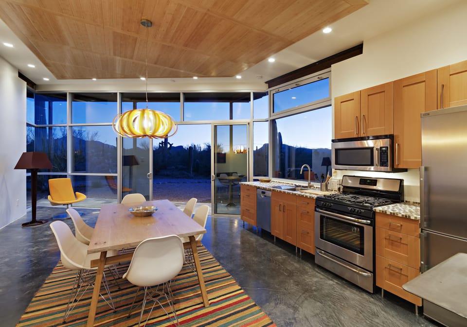 Second unit, steps away via covered breezeway, views west to Tucson Mtns