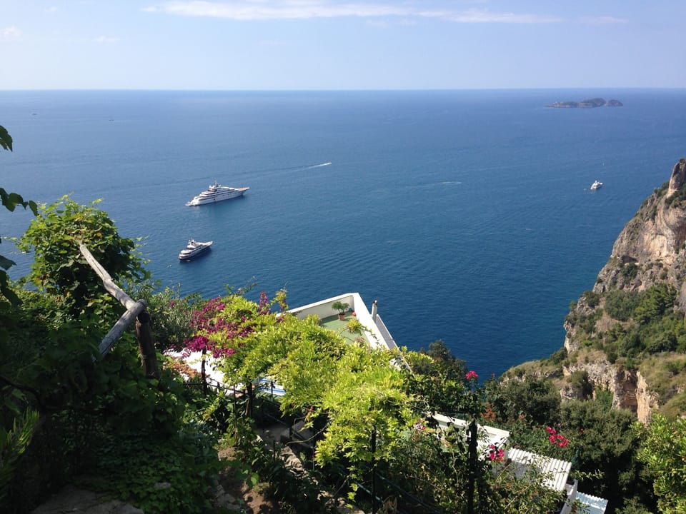 View of the stairway to the villa