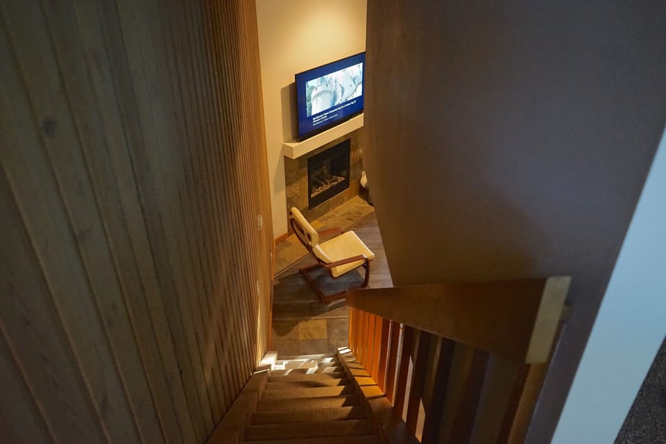 View downstairs from loft bedroom