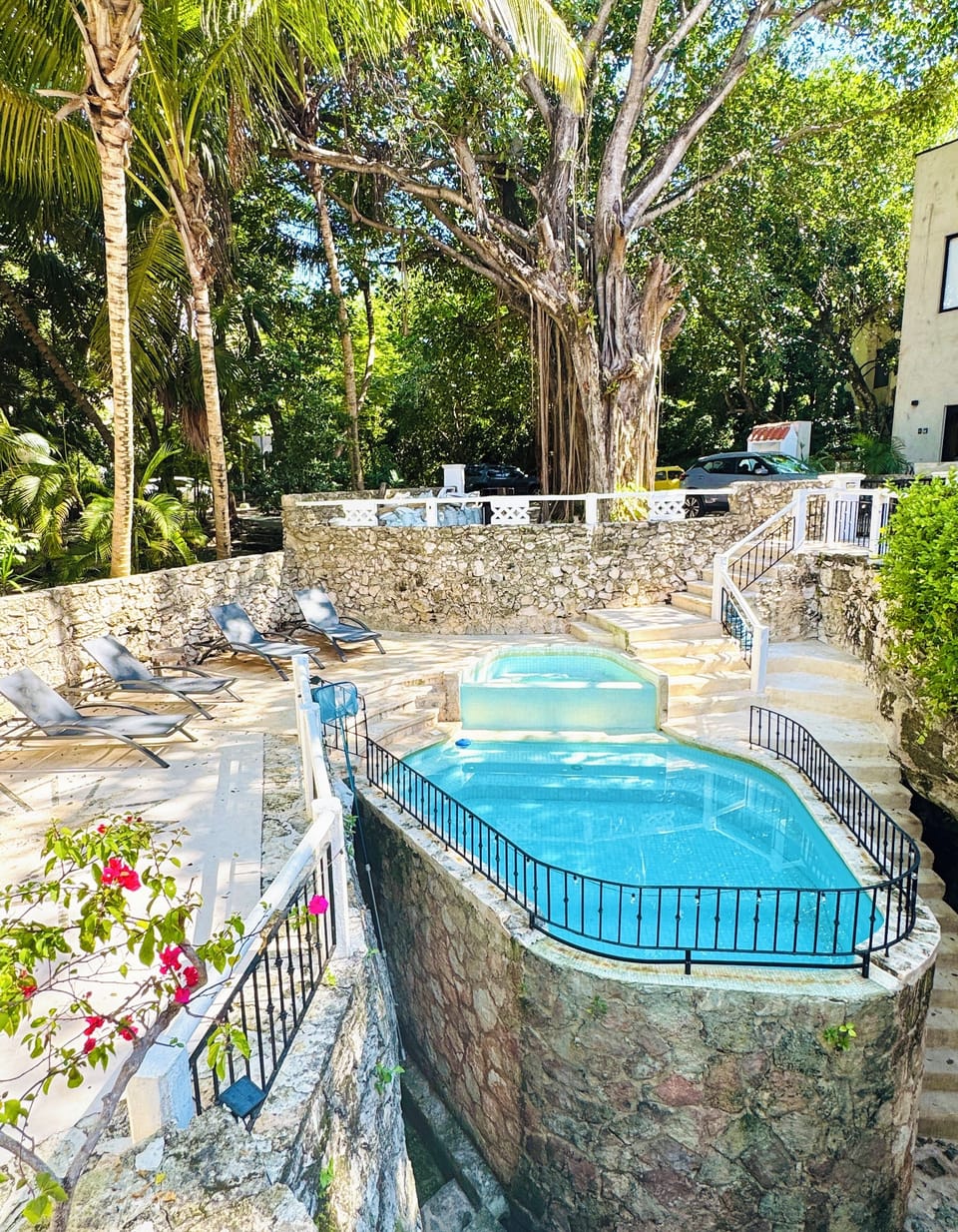 Private pool in front yard
