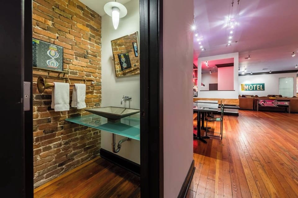 Stylish Half Bath Near Dining Space