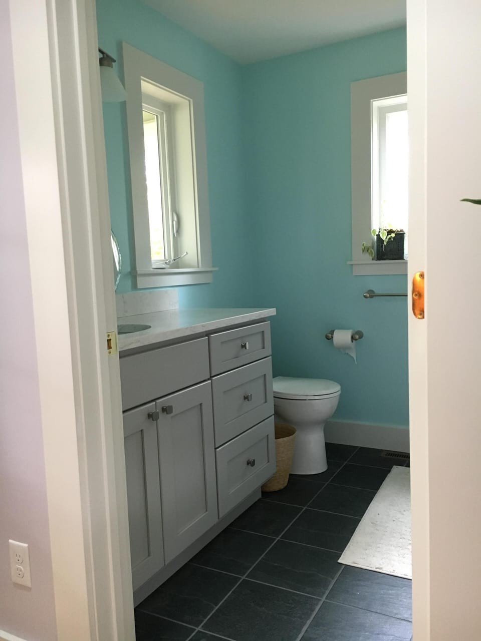 bathroom with walk-in tile shower