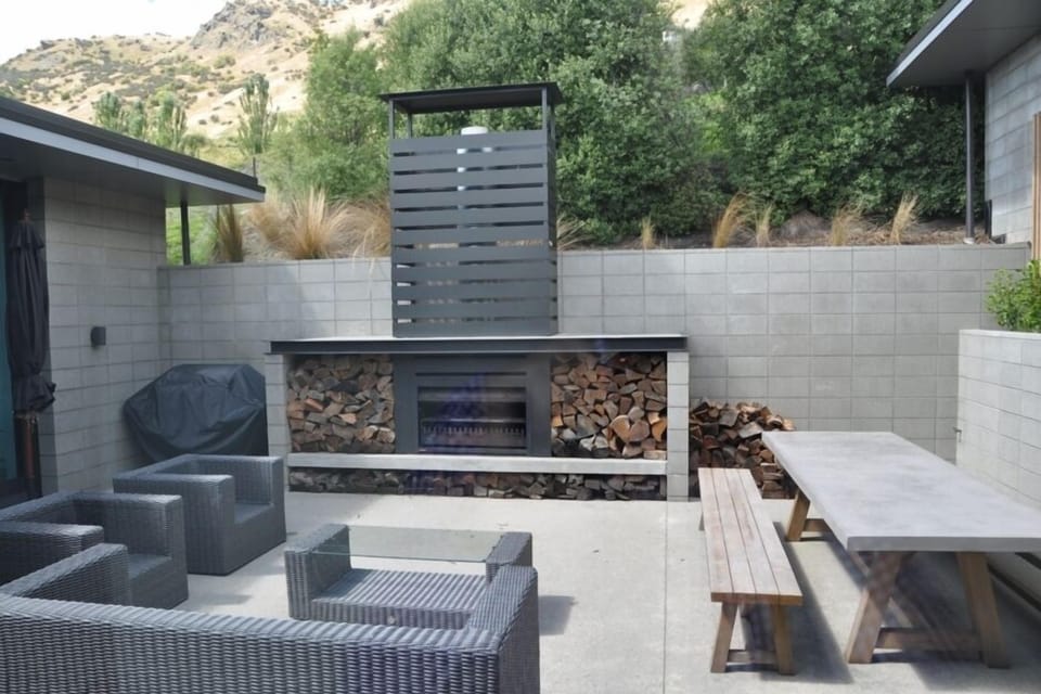 Courtyard and outdoor fireplace