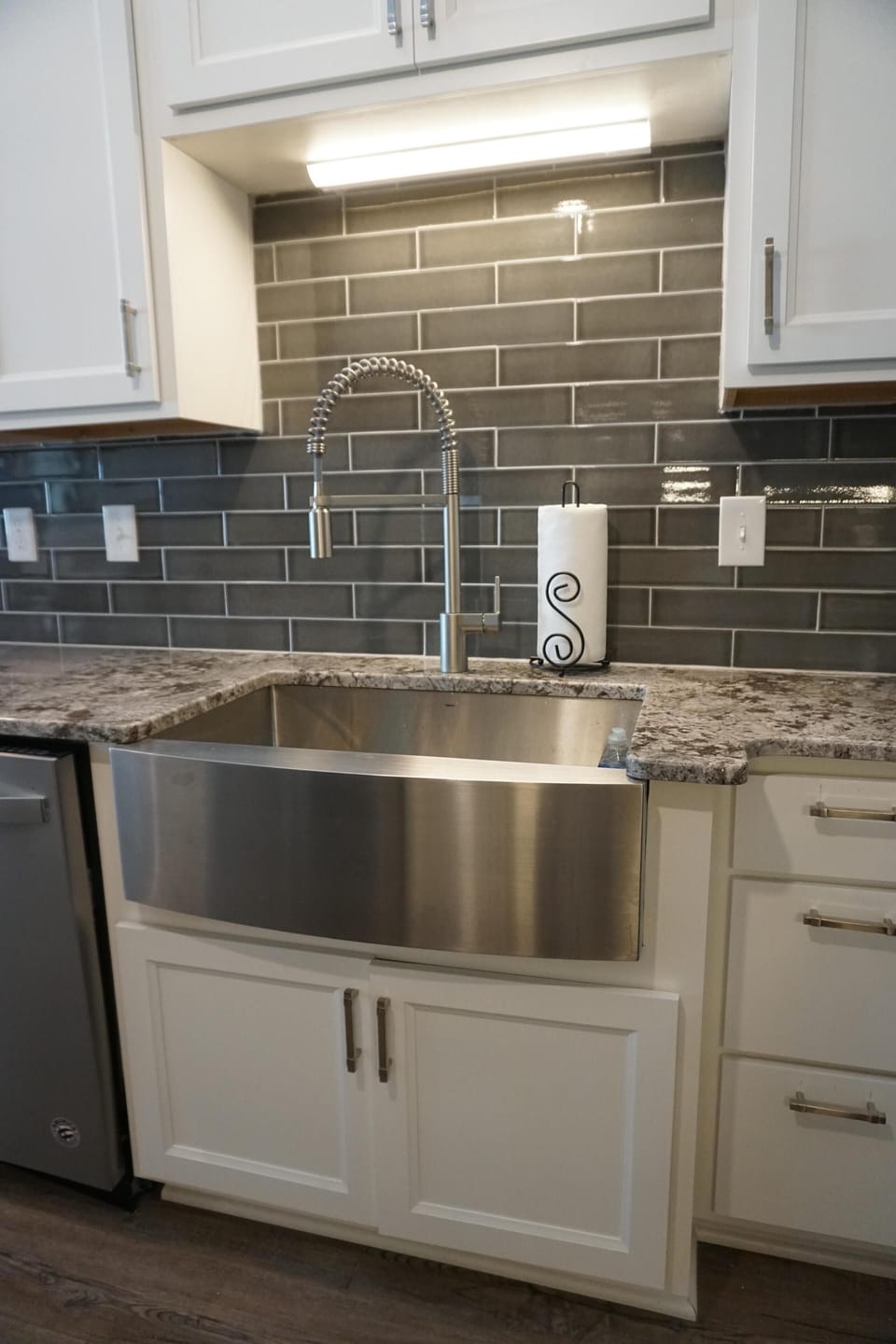 New stainless steel farm sink.