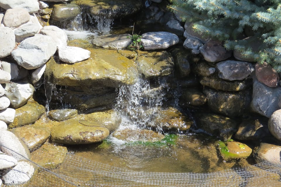waterfall into pond
