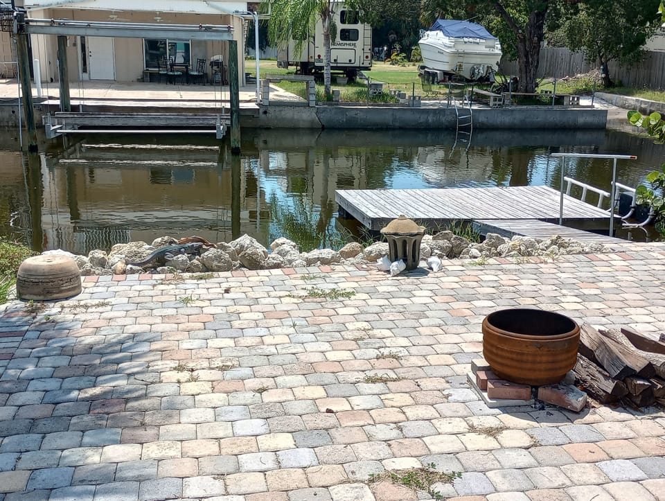 back yard kayak launch on dock