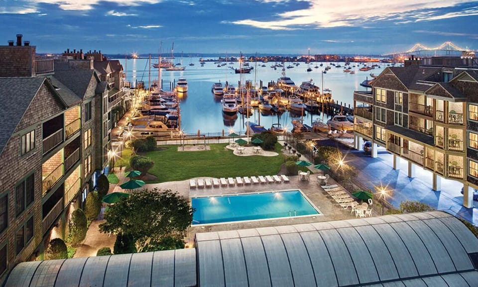 Great shot of the outdoor pool.  The covered area in foreground is indoor pool.