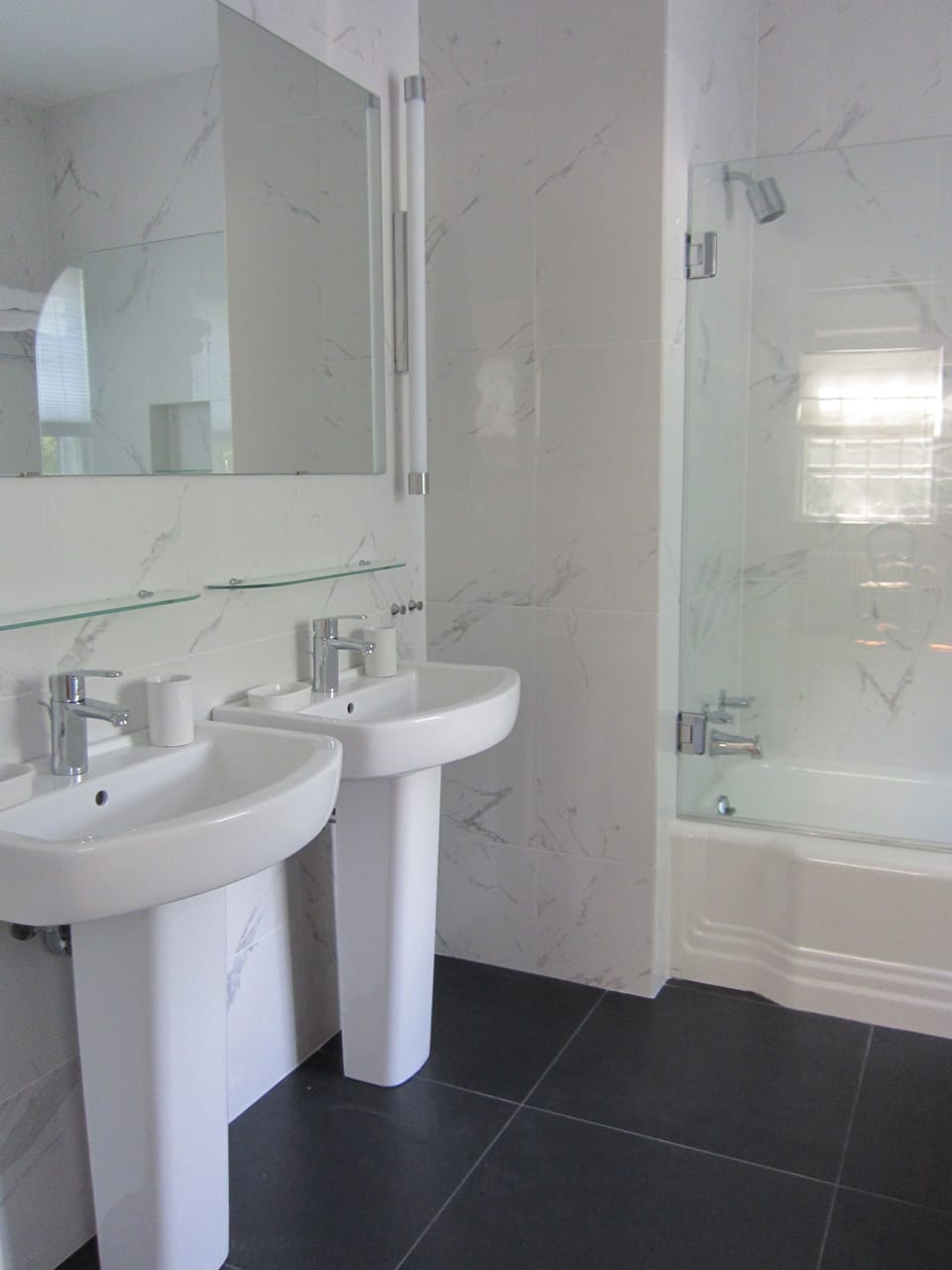 one of the marble bathrooms