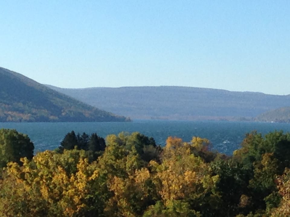 This is the south view from your balcony and you with a glass of wine!