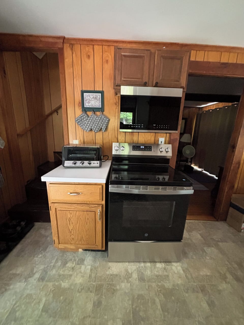 Kitchen Upgrades 2025! Full Size Stove and Microwave above.