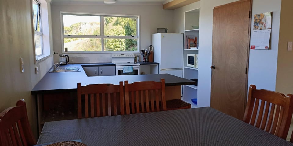Dining table seats eight.