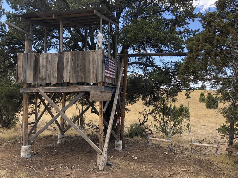 Fort Scully treehouse and swings. 
