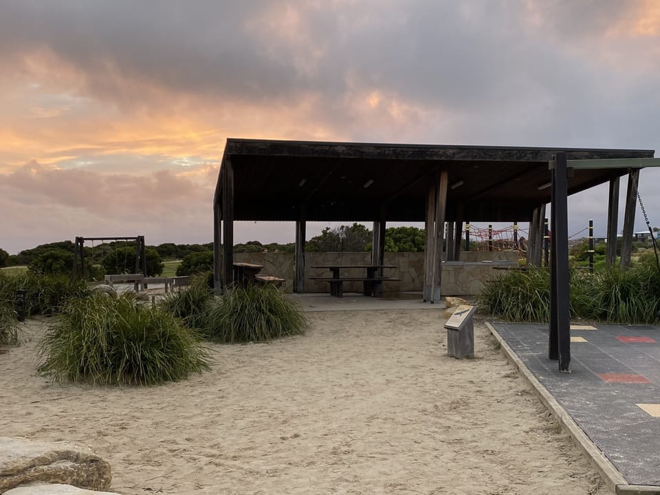 Park and BBQ area at Whites Beach 200m away