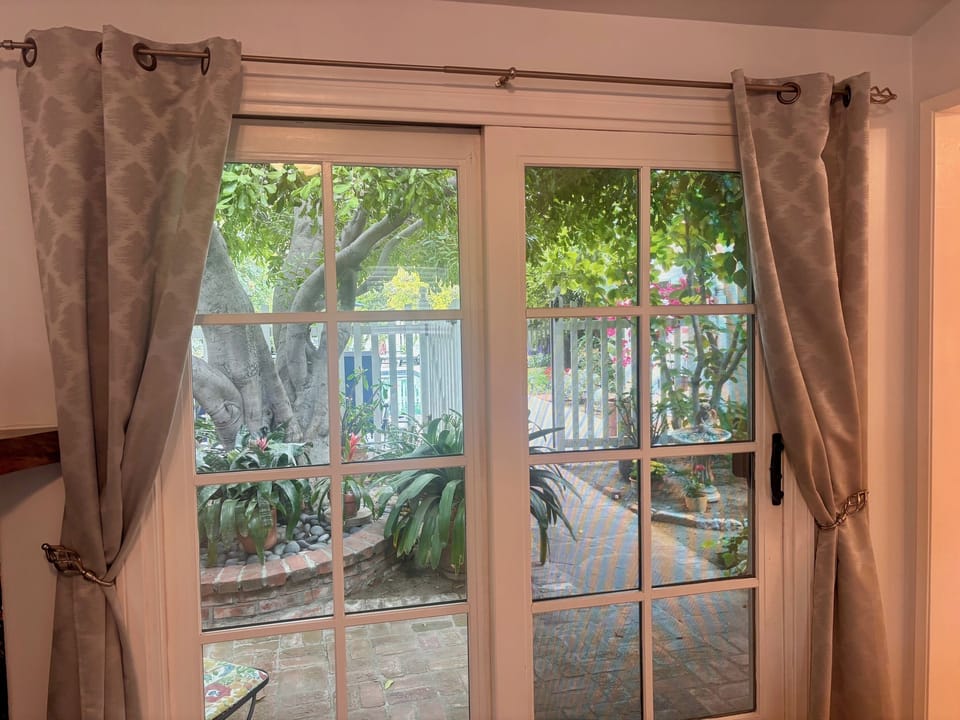 A wonderful view from the sliding French Doors.