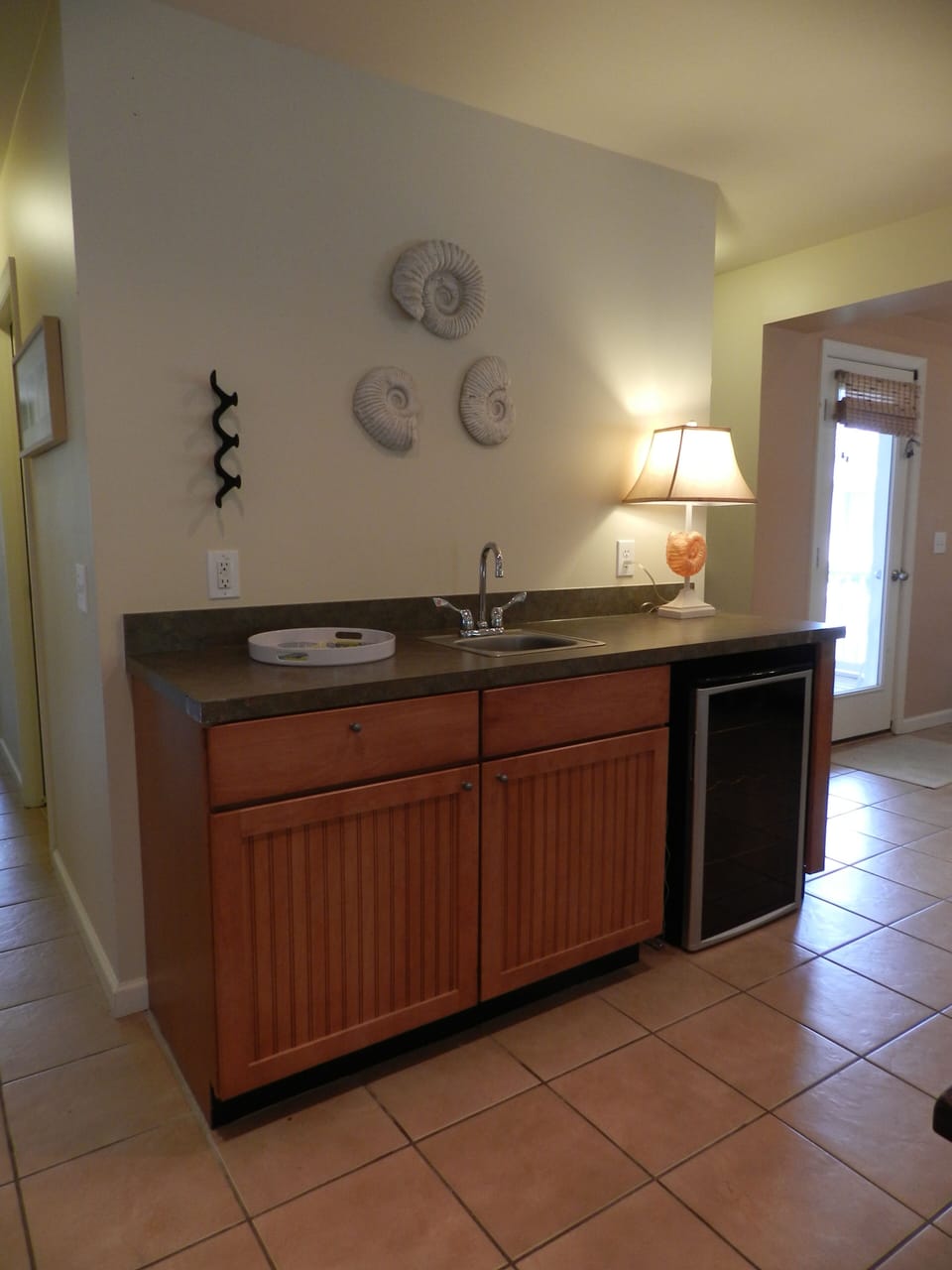 Wet bar and beverage refrigerator