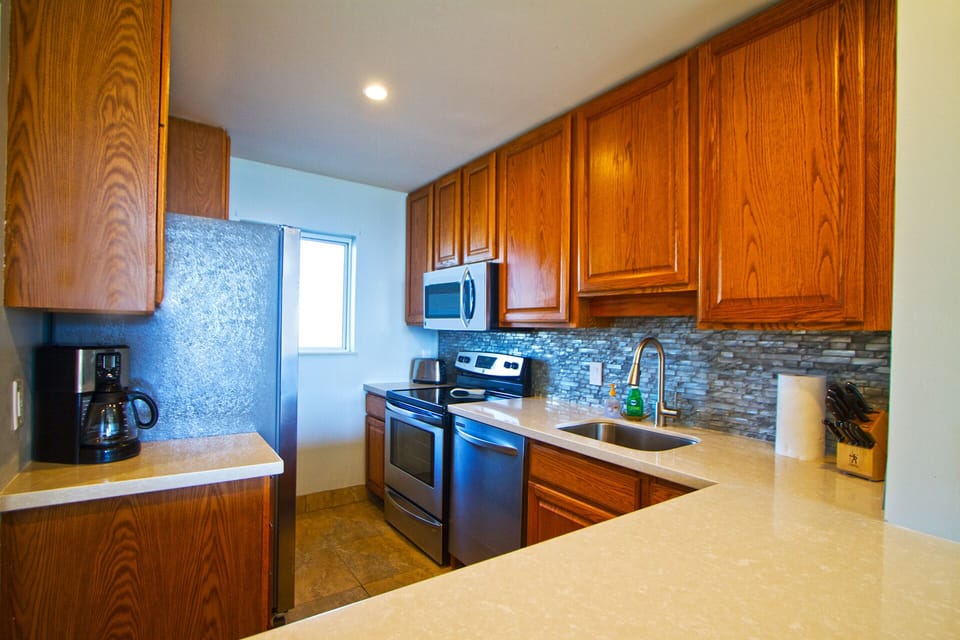 Fully stocked and updated kitchen 