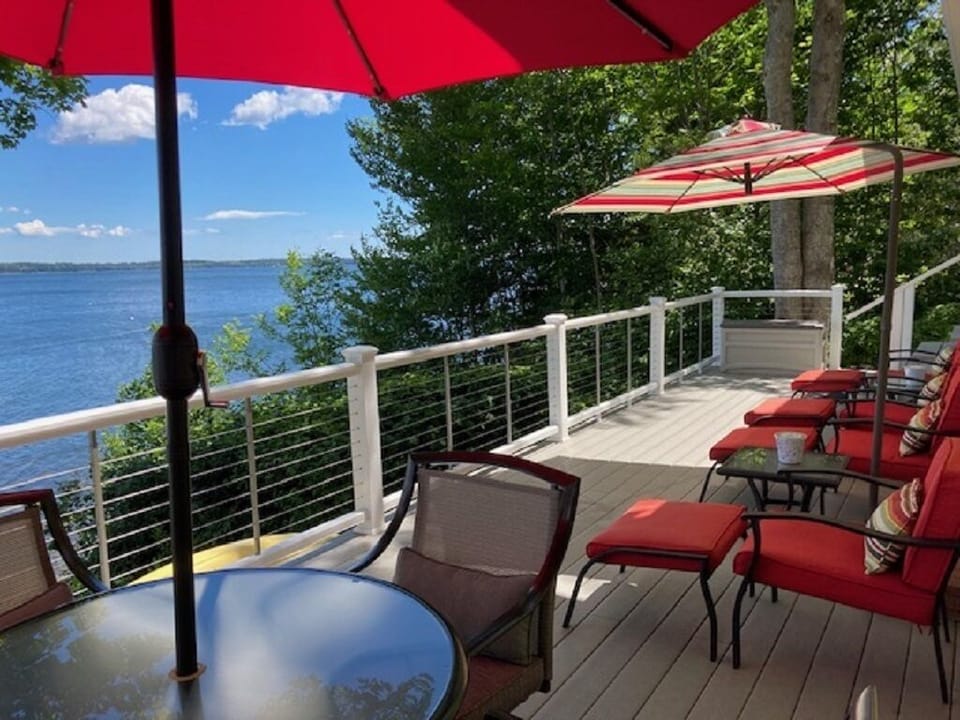 Outside dining or simply relax on patio chairs.
