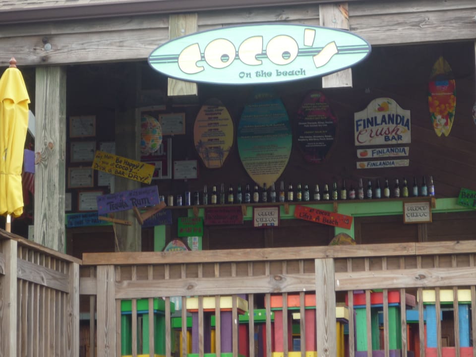 CoCo's our oceanfront bar and grill complete with restrooms!