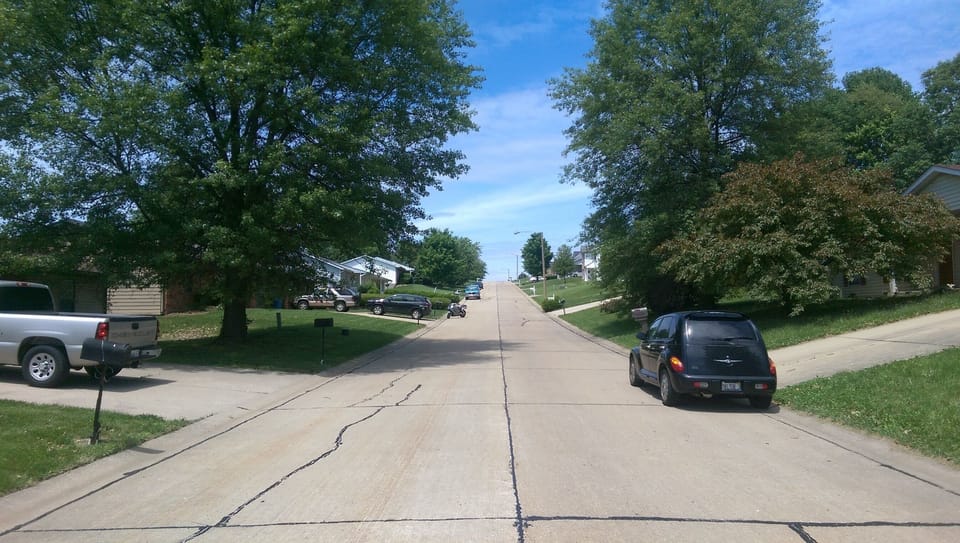 View of street looking north. Quiet street.