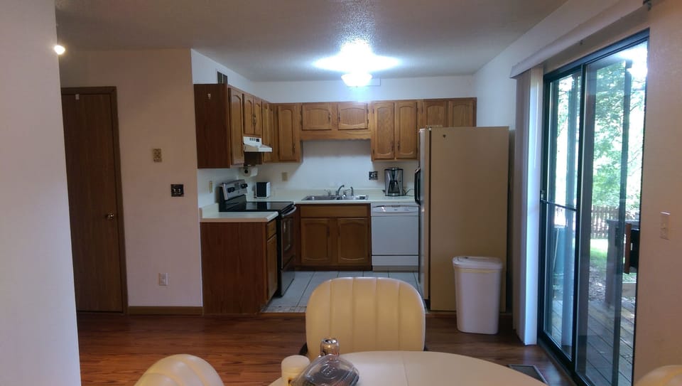 Eating area and kitchen.