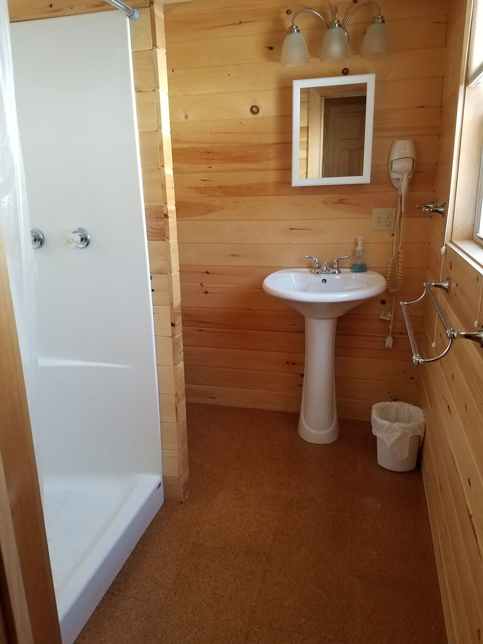 pedestal sink with hotel hairdryer 