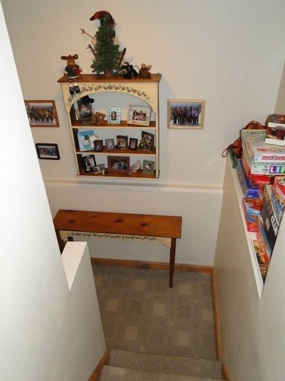 Staircase to Lower Level with Lots of Games and Puzzles for Family Fun!