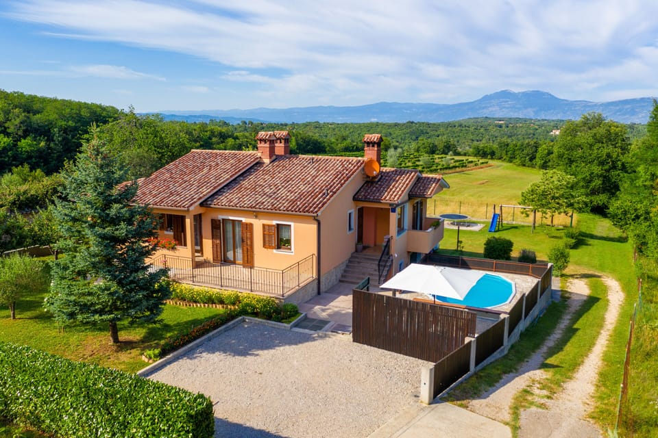View of the house and the property area from the above