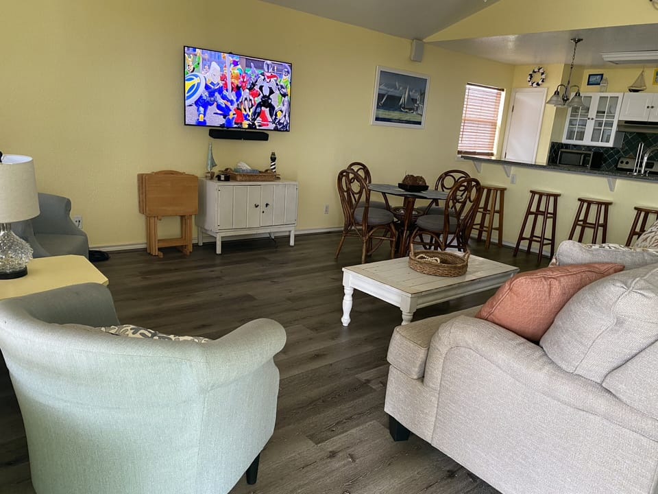 No more Carpet. LVP flooring install 2/21. New TV, new tub chairs & new sofa. 
