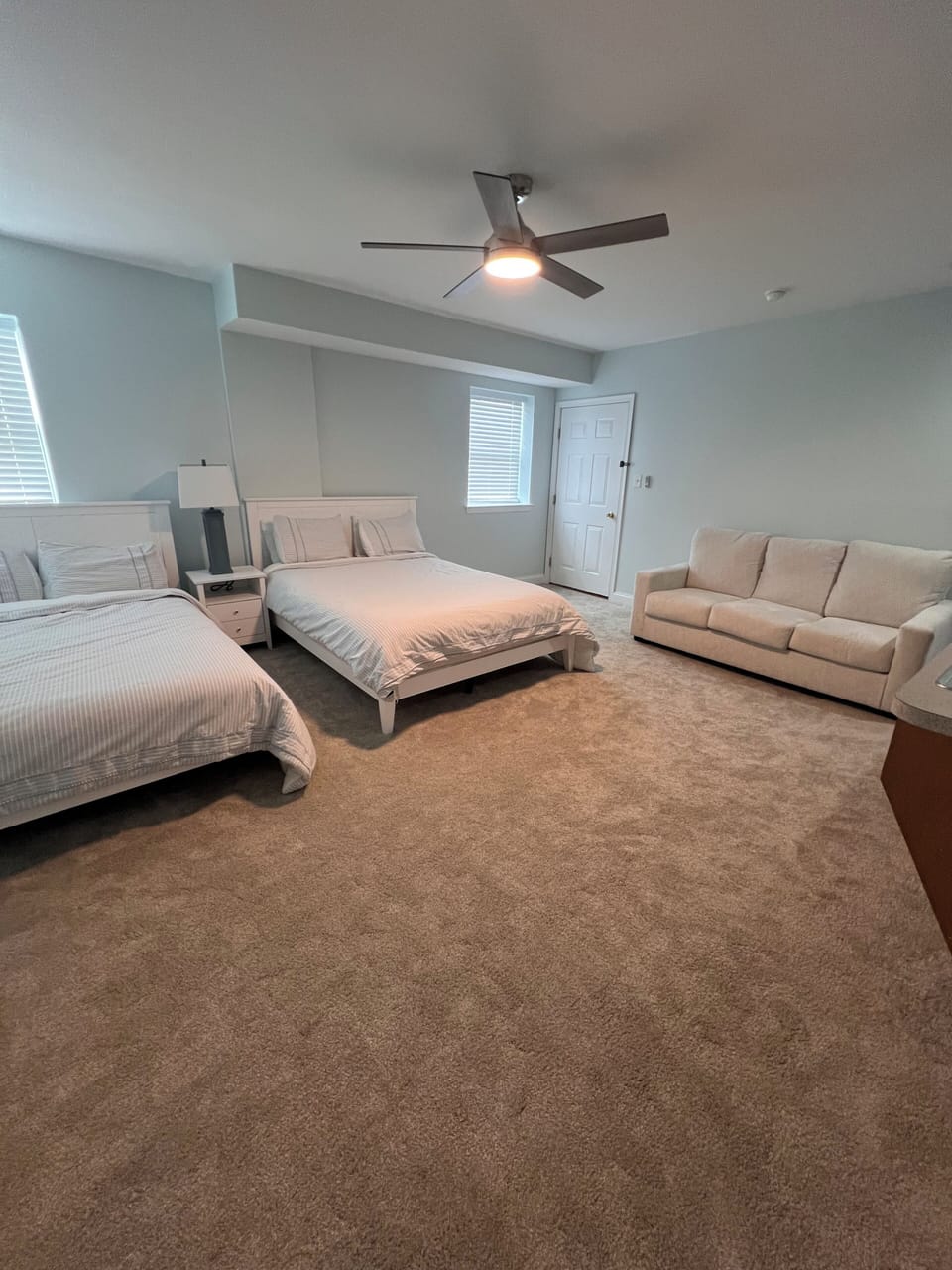 Downstairs area with side entrance door.