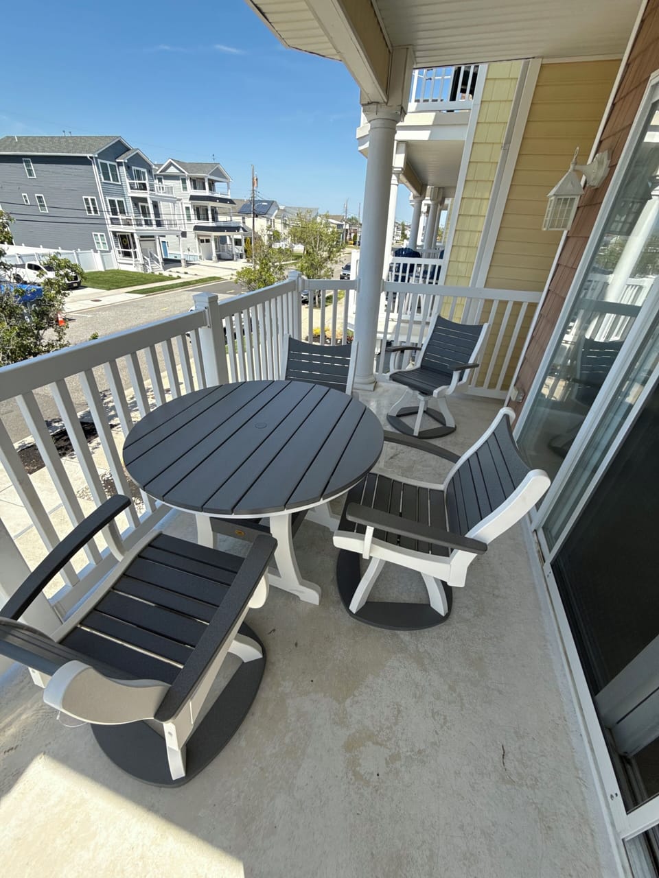 Outside deck area with new furniture - seating for four