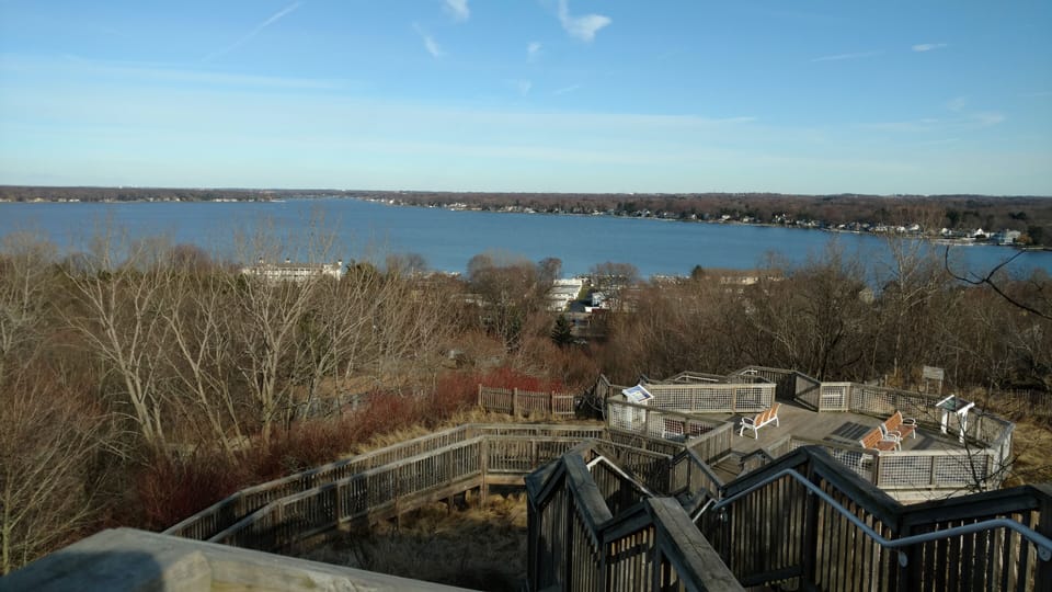 The view of Lake Macatawa from Mt. Pisquah



