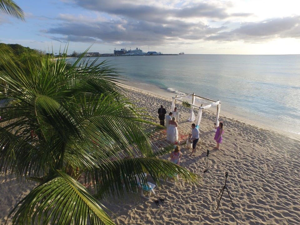 Beach wedding view from house.
