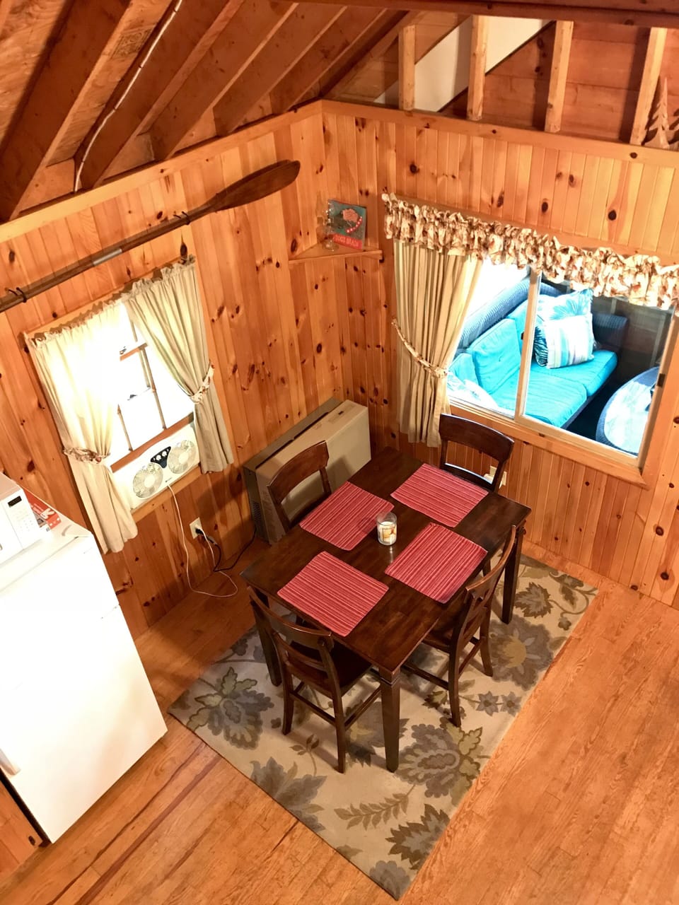 Looking down from loft 