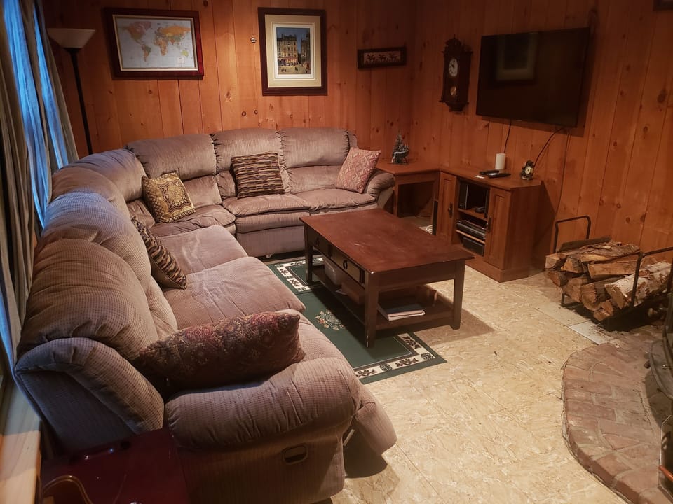 Living room with woodstove