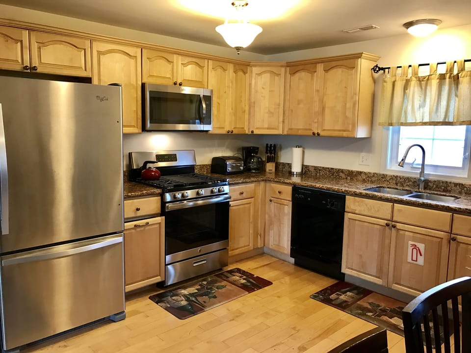 Brand-new stainless steel refrigerator, microwave and stove just installed 2017
