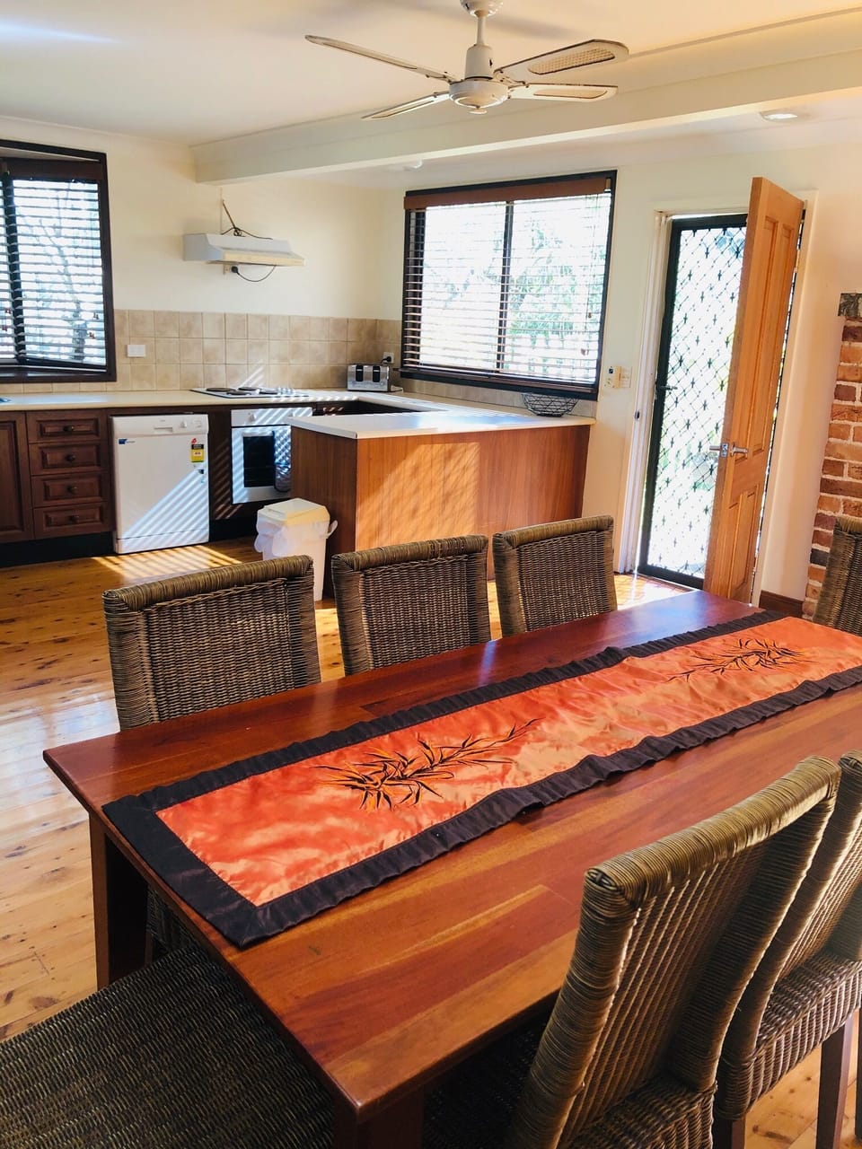 Main kitchen and eating area. There's a second table and chairs to seat 14.