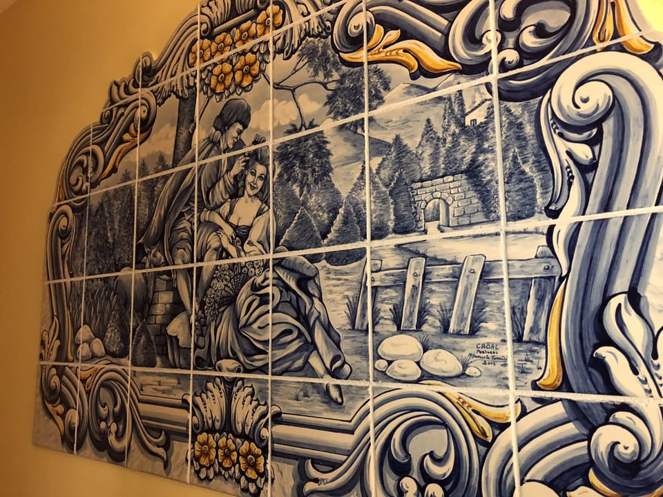 Detail of the imported Portuguese tile mosaics 
that adorn Caso do Oporto