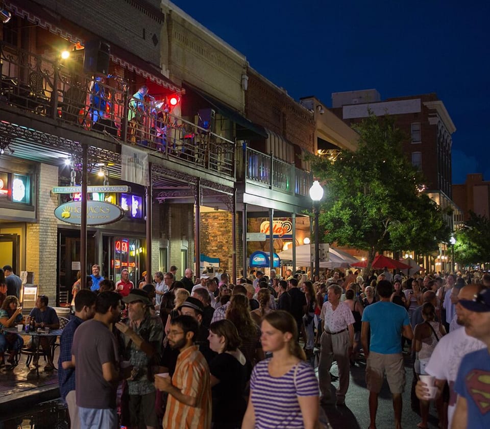 Palafox St at night minutes walk from home