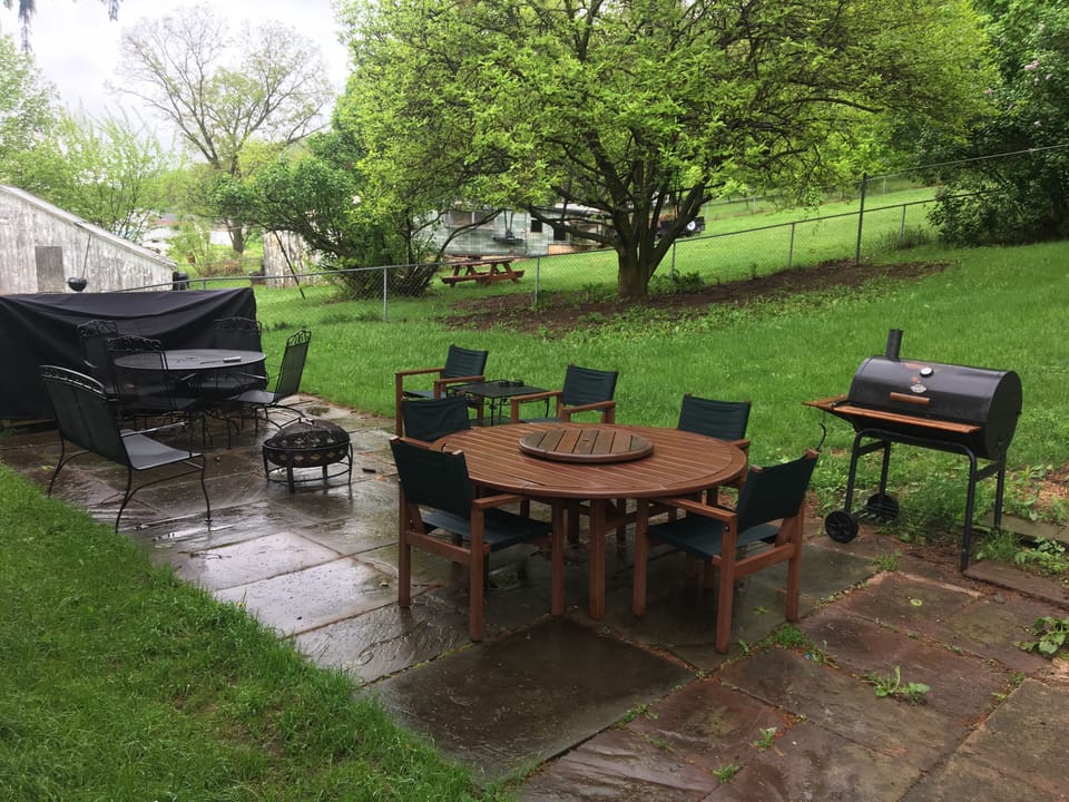 Patio fire pit gathering area